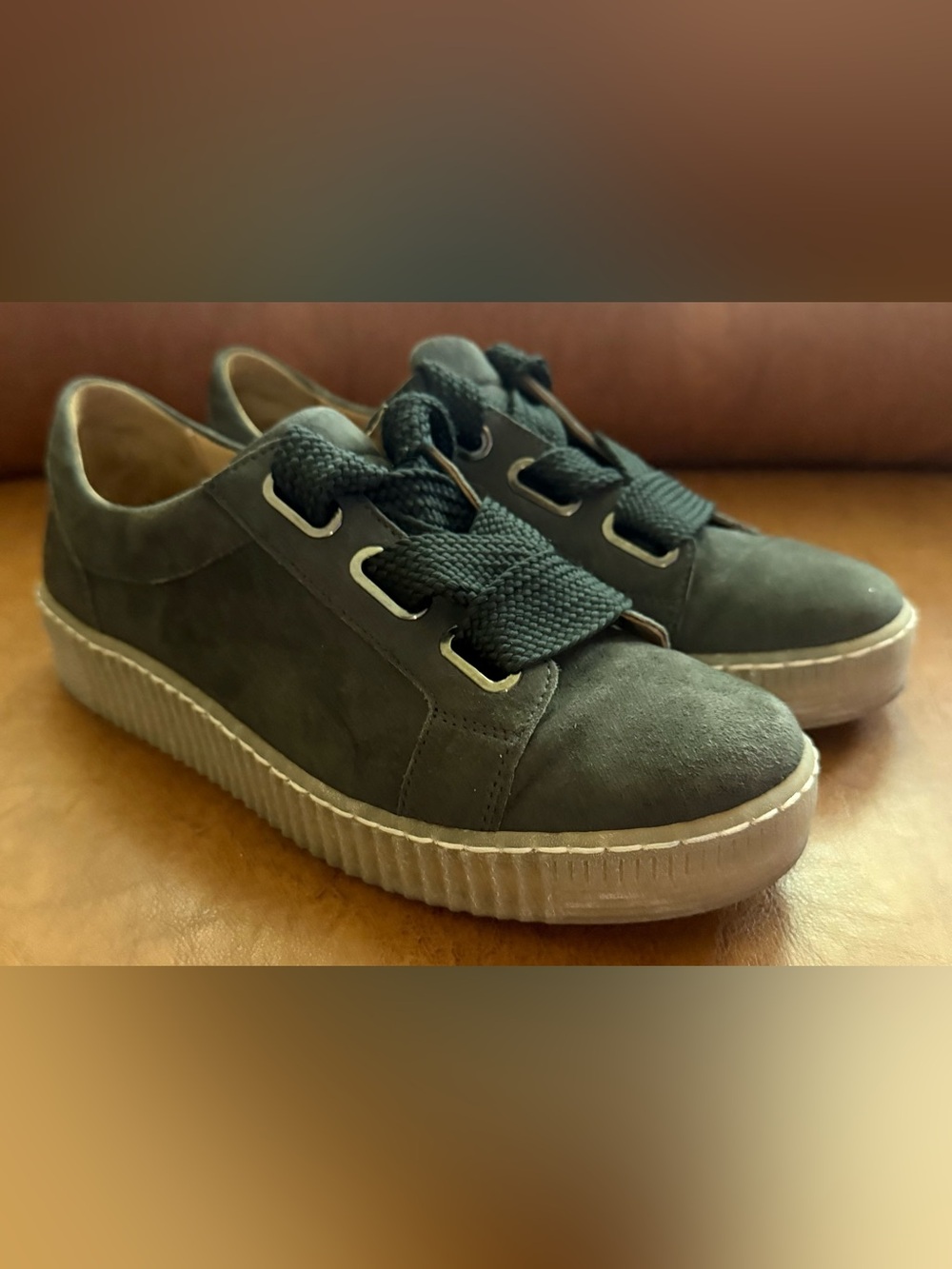 Gabor 73.333.18 Mohair Color Suede Sneakers Gray Ribbon Lace Comfort Shoes US 8 - Picture 4 of 12